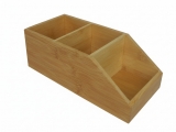 Top-tier Bamboo Desktop Organizer with Tapered Three Compartments